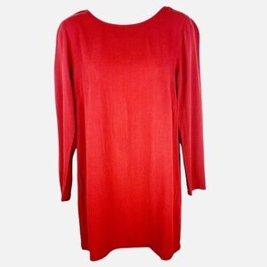 H&M Red Dress Long Sleeve Shift V Back